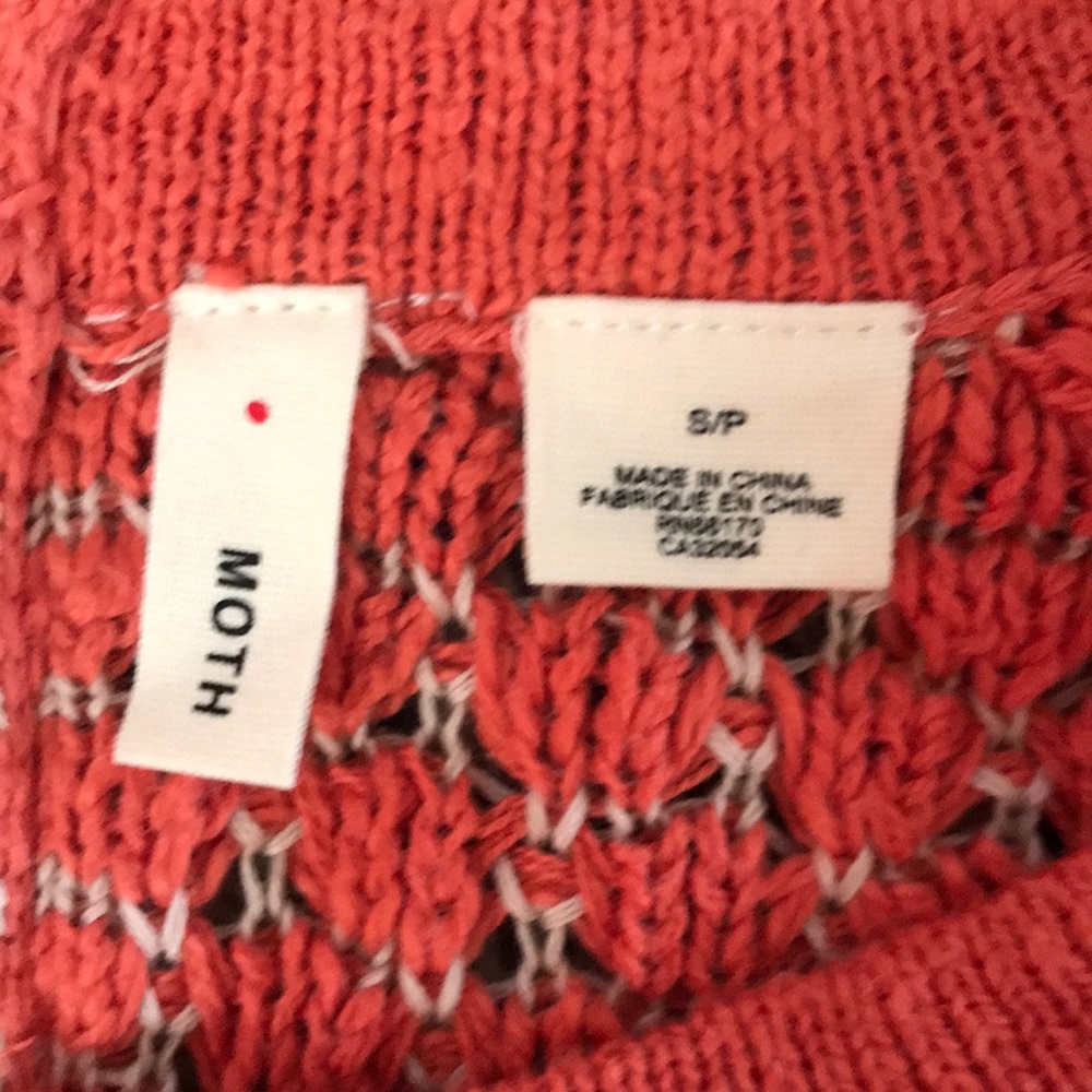 Anthropologie Moth Dot Dot Orange Honeycomb Sweater Small - Picture 5 of 6